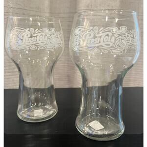 2 Vintage 1970's Pepsi Glasses 16oz  6" Tall